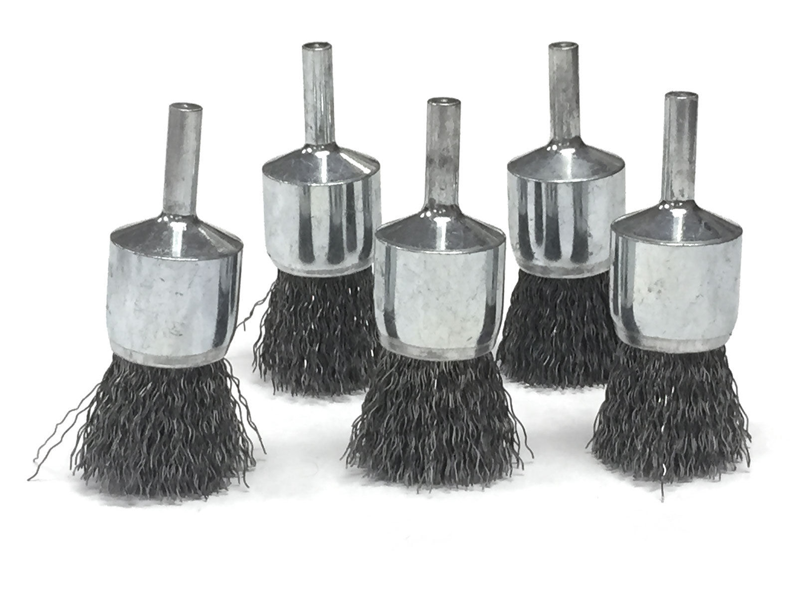 Single Crimped Wire End Brush - Carbon Steel, 1/4" Shank For Die Grinder Or Drill